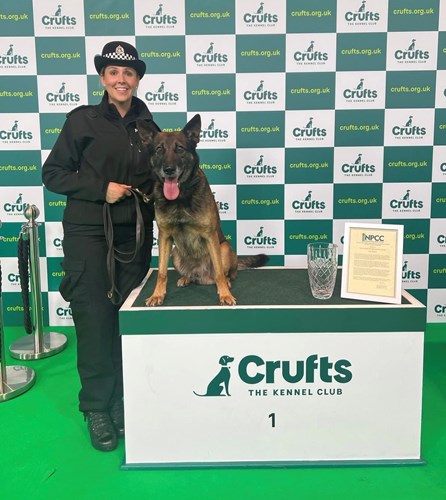Police constable Carly Fulton with Police Dog Ben at Crufts