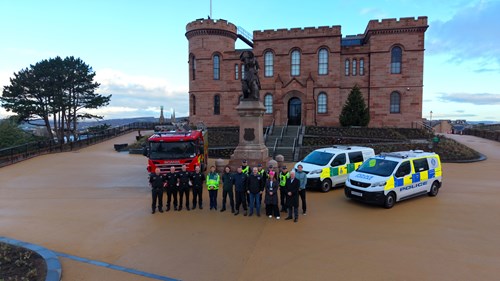 Partners outside Inverness Castle