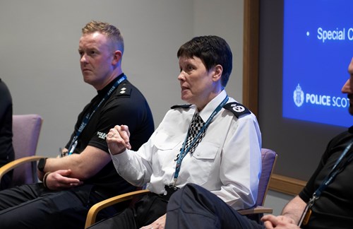 Deputy Chief Constable Jane Connors addresses special constables at Police Scotland Headquarters, Tulliallan