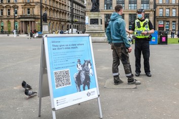 Project Servator sign in George Square.