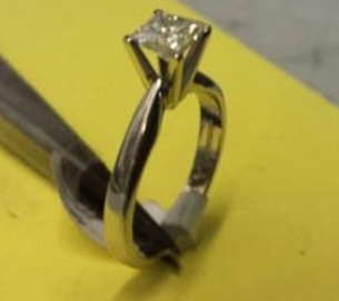 Diamond ring with square diamond stolen at Muirshearlich housebreaking
