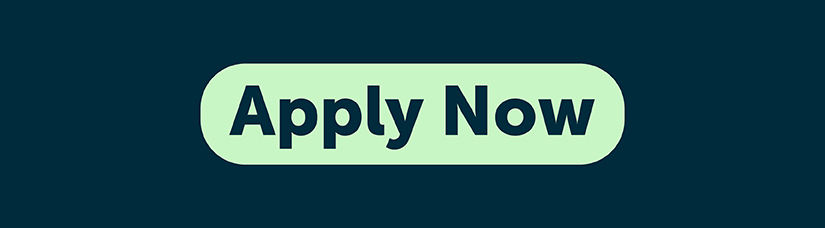 Blue image with "Apply Now" in light green box