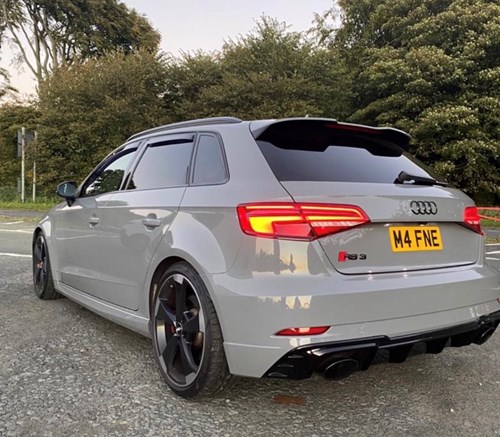 A grey Audi RS3, registration M4 FNE, was stolen