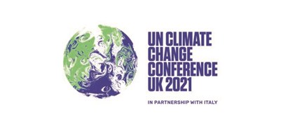 Image of planet Earth globe with text reading UN climate change conference UK 2021 in partnership with Italy