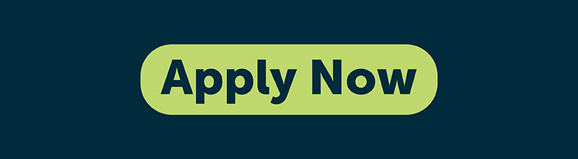 Navy blue banner with words "Apply Now" in middle